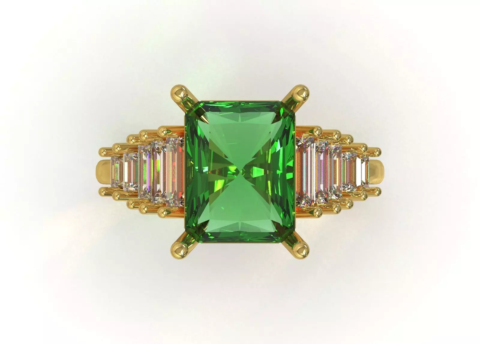 Royal Emerald stl 3dm Ring Model jr00250 3D print model_4
