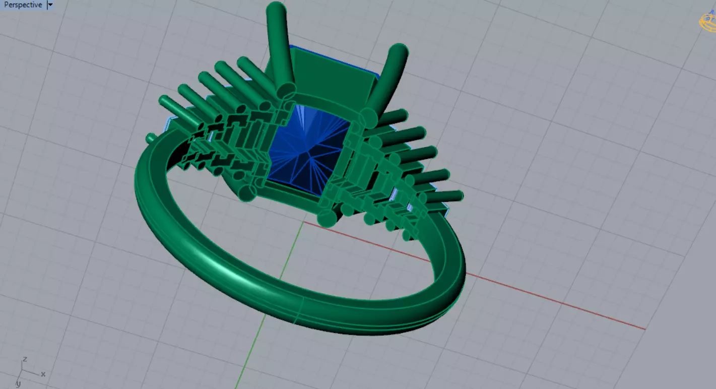 Royal Emerald stl 3dm Ring Model jr00250 3D print model_10