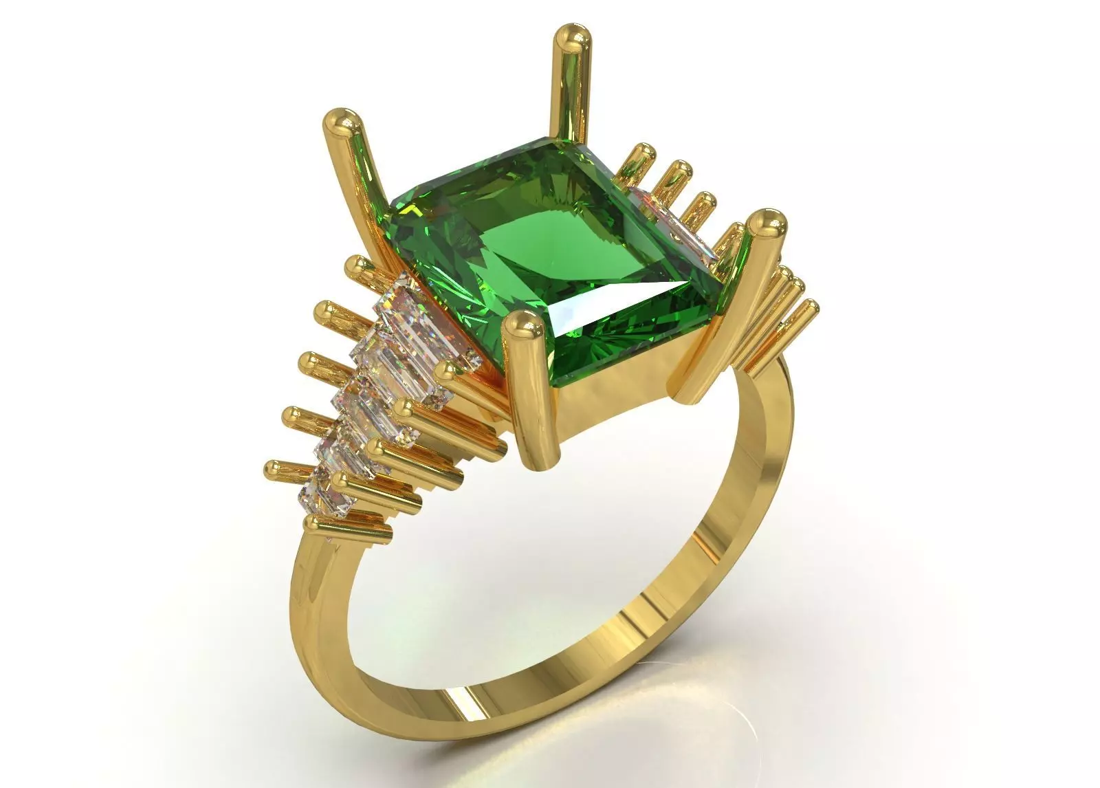 Royal Emerald stl 3dm Ring Model jr00250 3D print model_1
