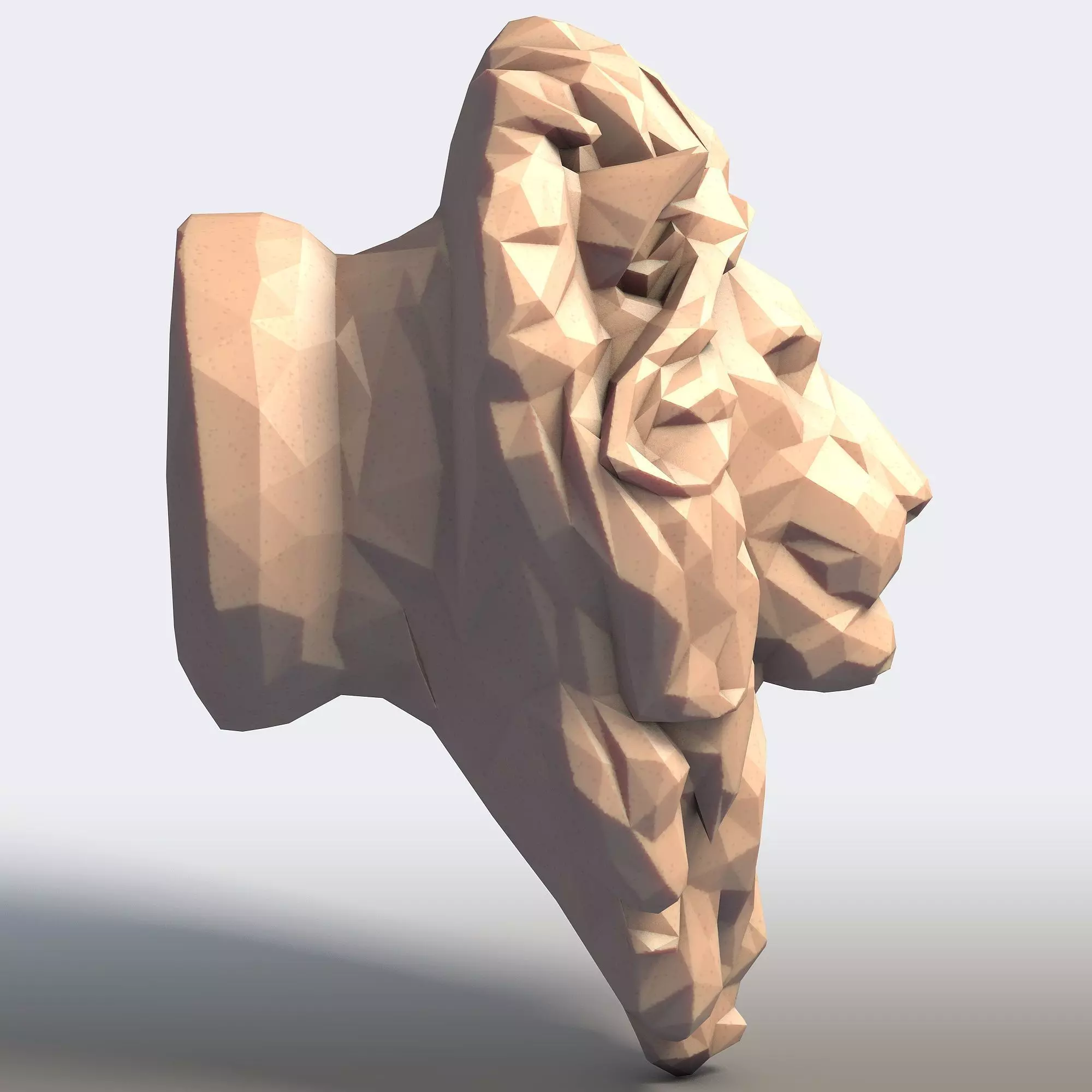 Lion Low Poly 3D print model_5