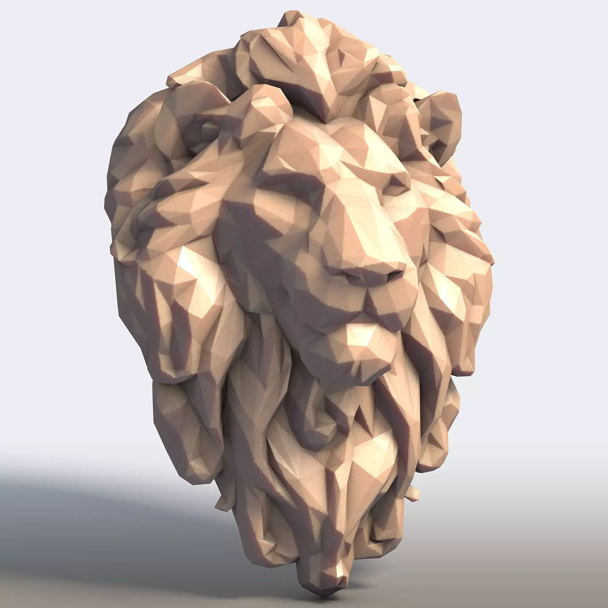 Lion Low Poly 3D print model_6