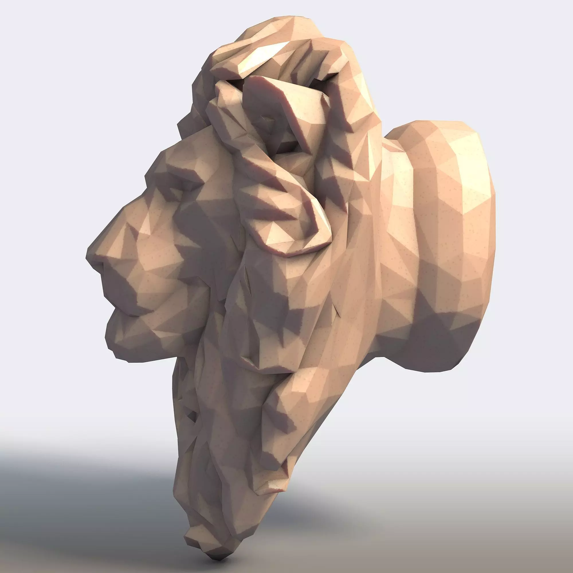 Lion Low Poly 3D print model_2