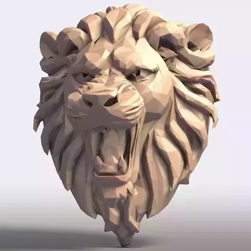 Lion Head Low Poly 2