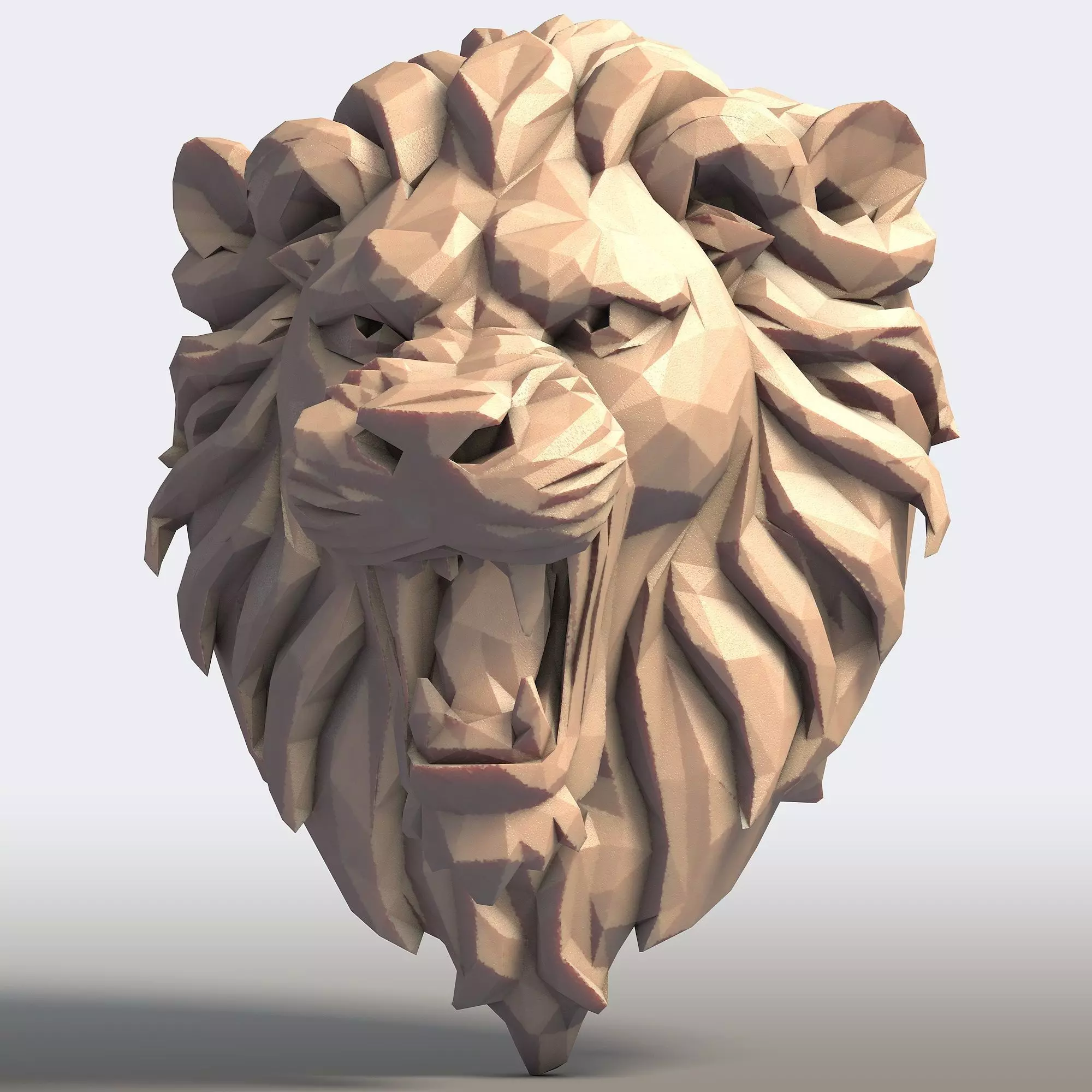 Lion Head Low Poly 2 3D print model