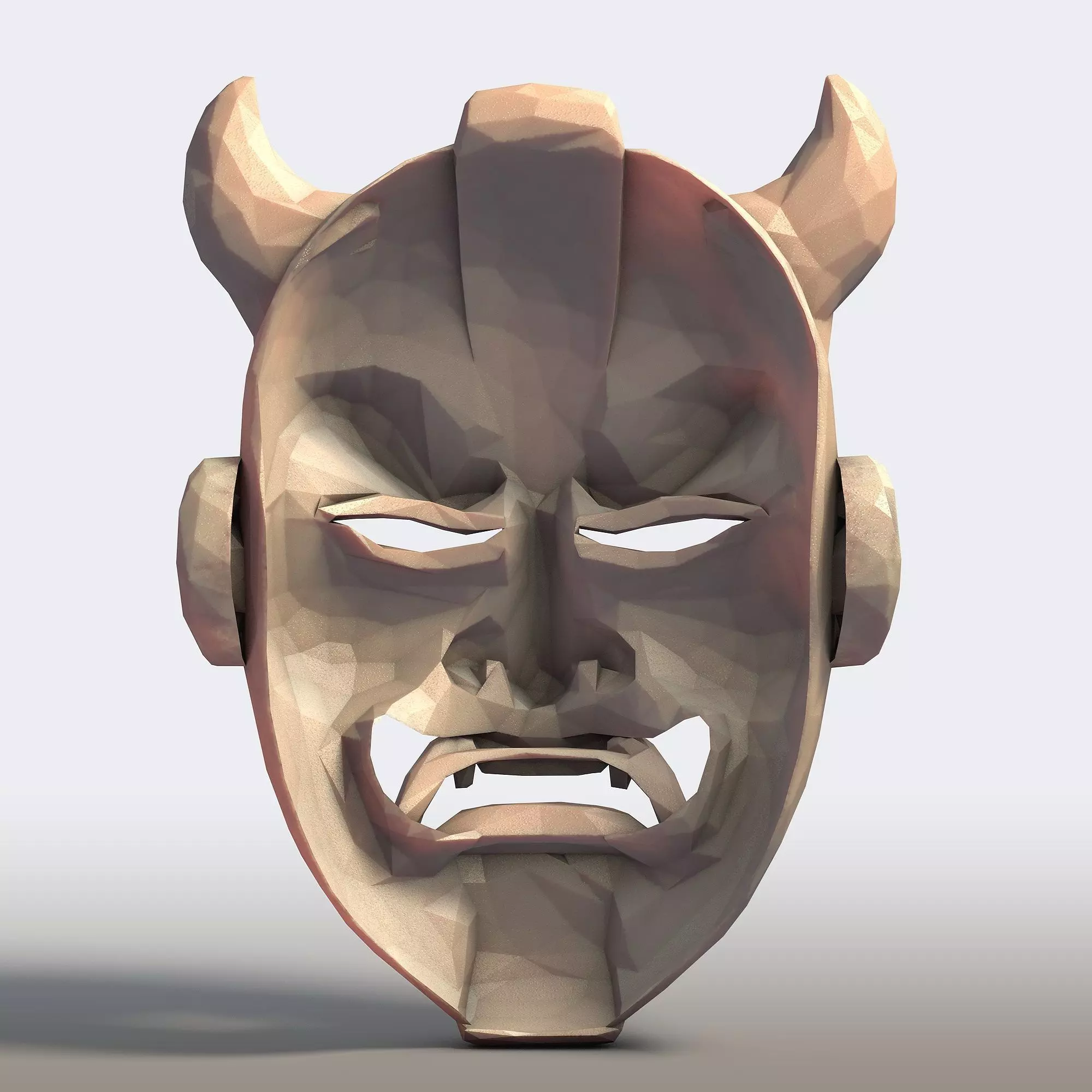 Hannya Mask Low Poly 3D print model_4