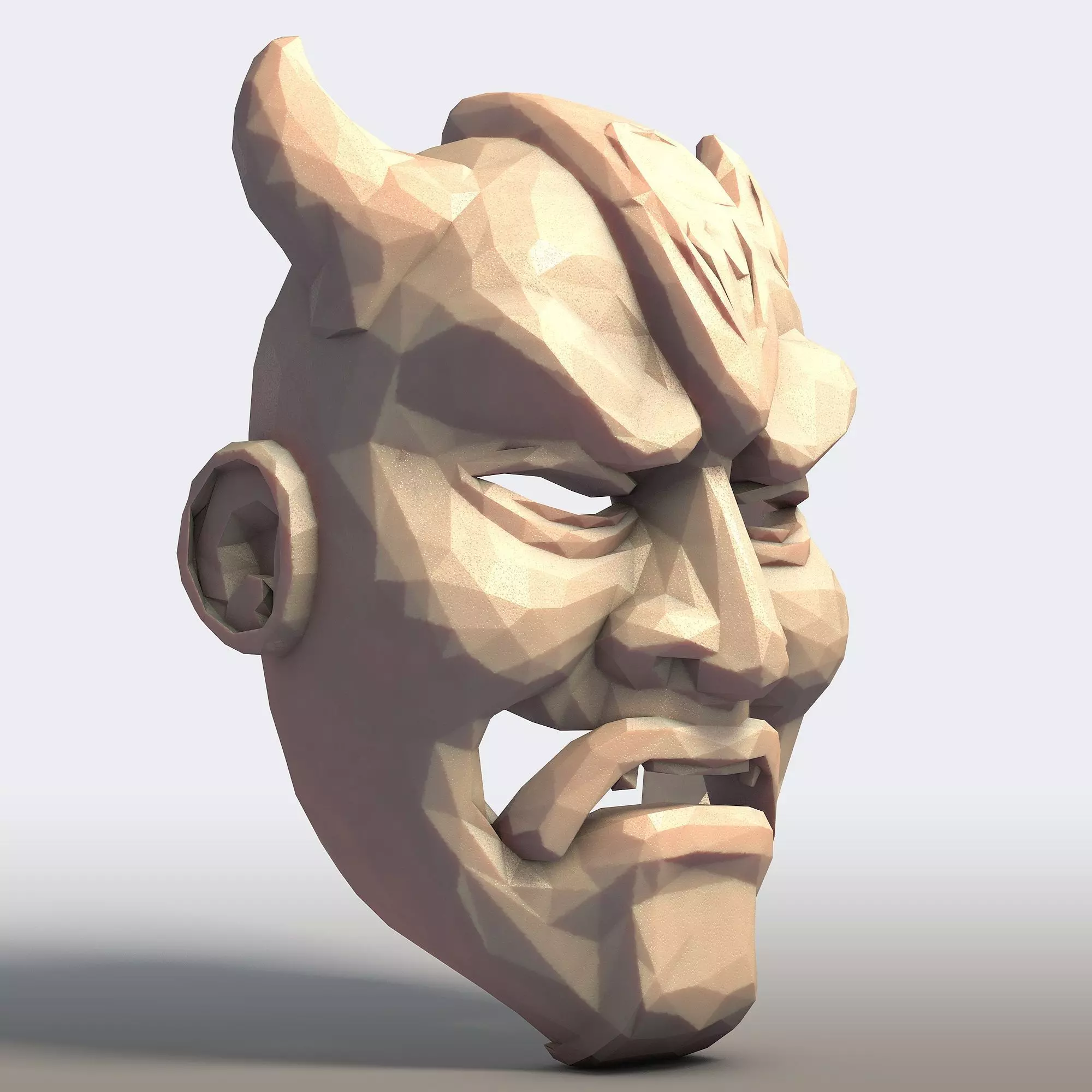 Hannya Mask Low Poly 3D print model_6