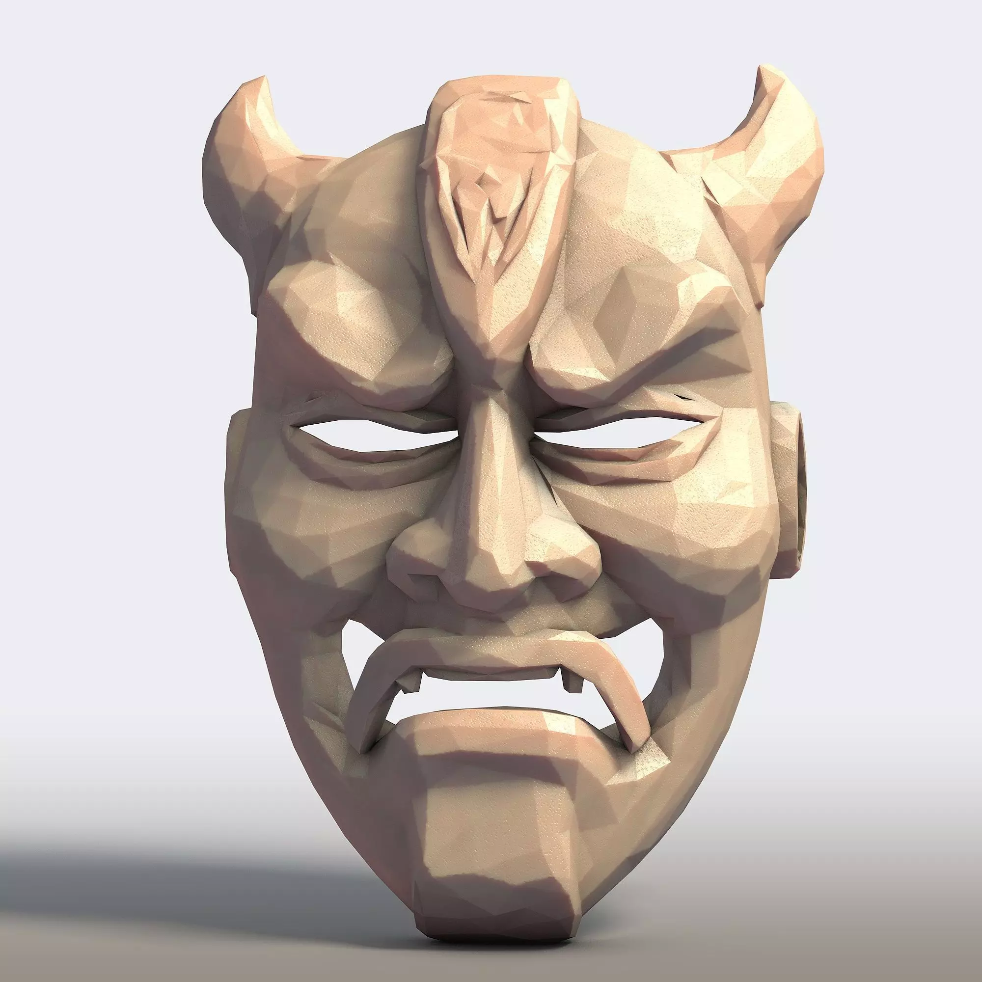 Hannya Mask Low Poly 3D print model_0
