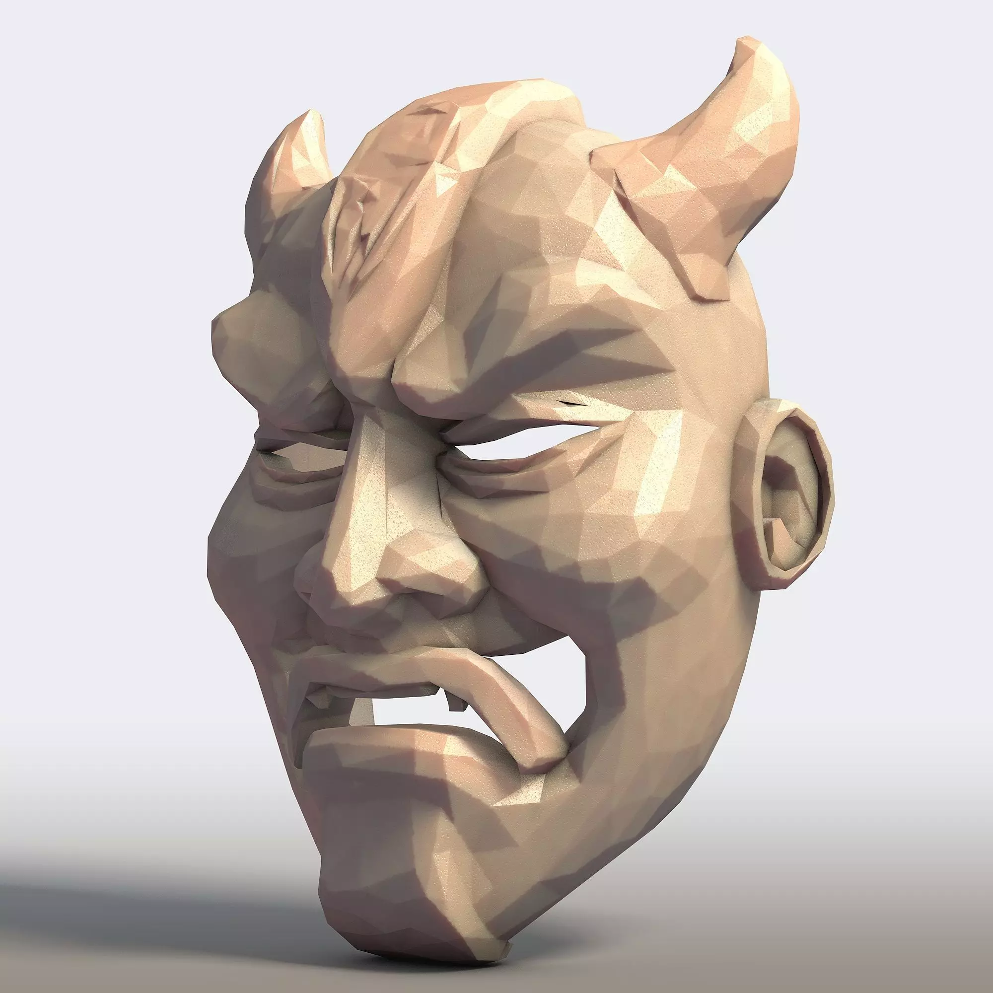 Hannya Mask Low Poly 3D print model_1
