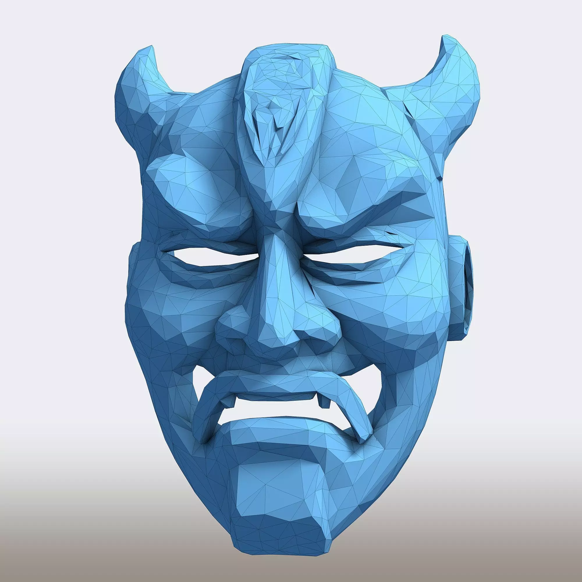 Hannya Mask Low Poly 3D print model_7