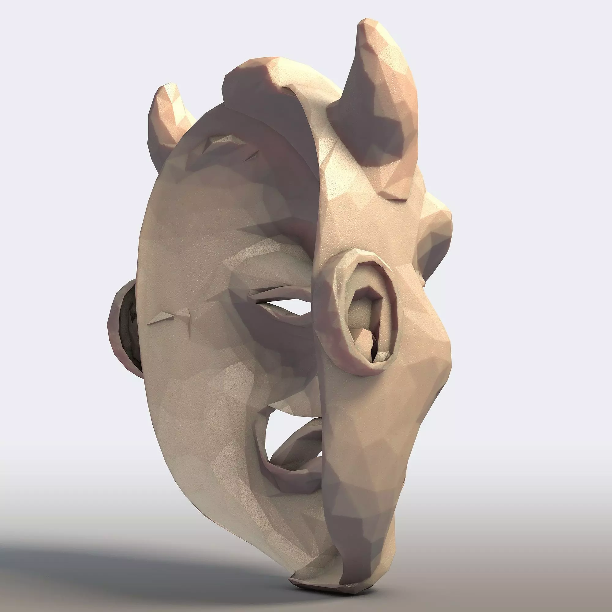 Hannya Mask Low Poly 3D print model_5