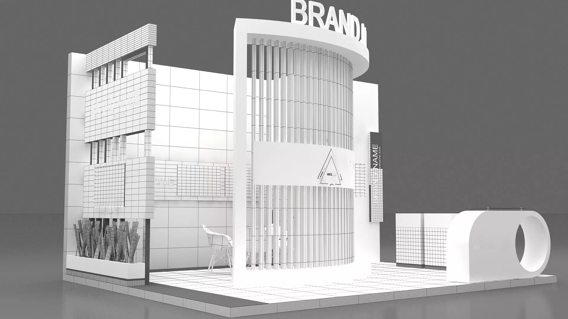 3D booth Low-poly 3D model_11