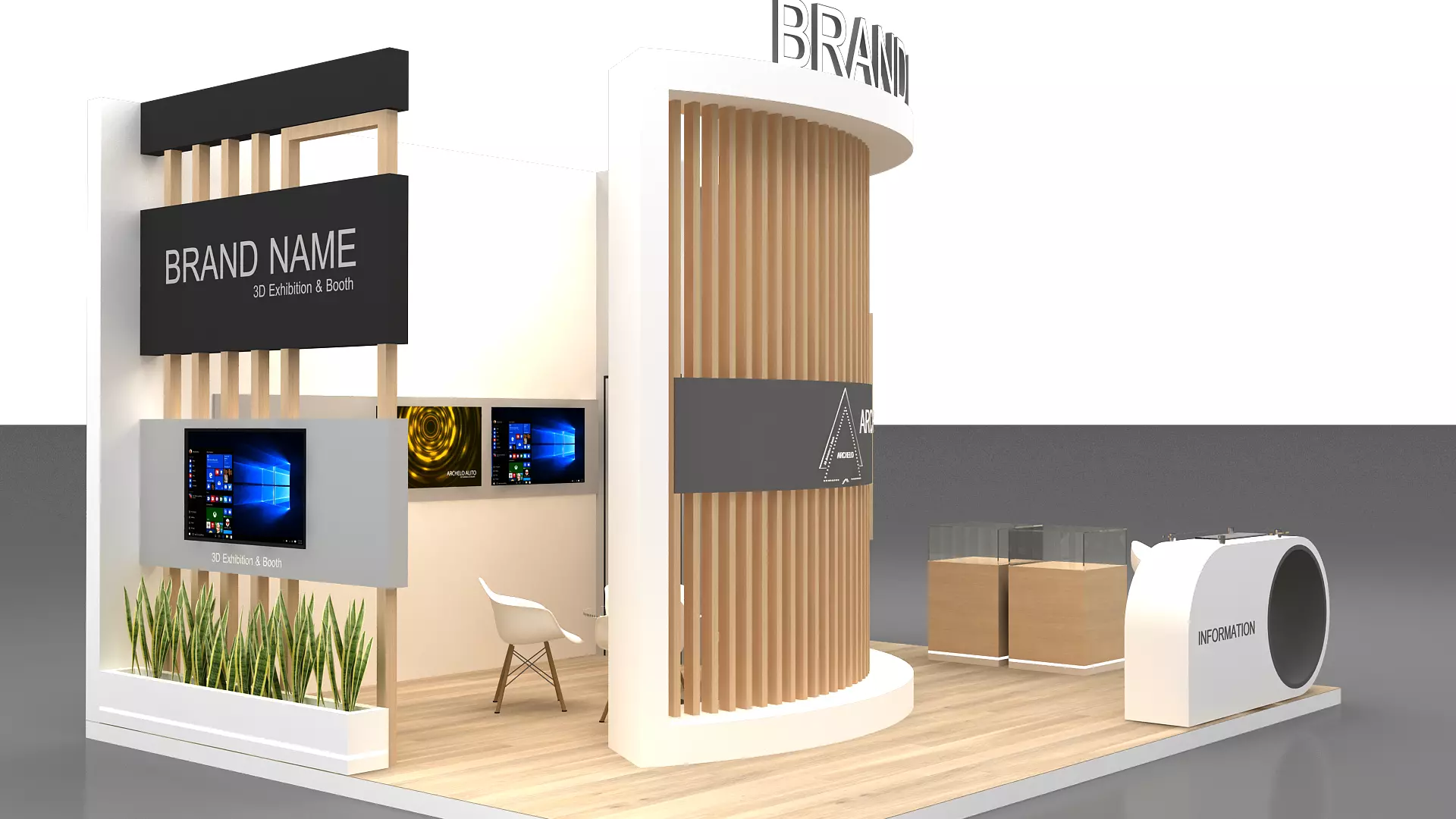 3D booth Low-poly 3D model_3