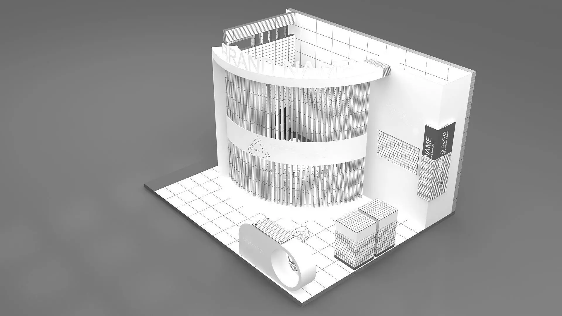 3D booth Low-poly 3D model_10