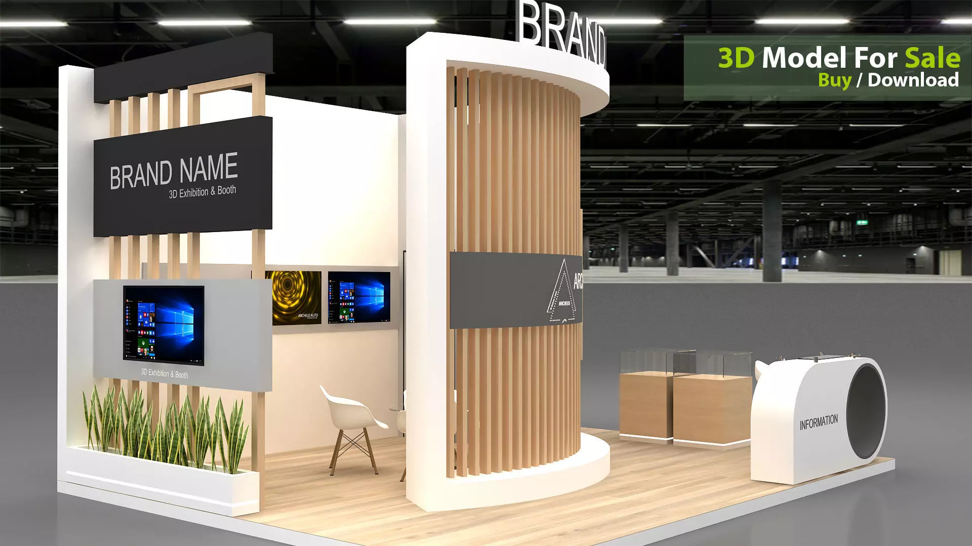 3D booth Low-poly 3D model_2