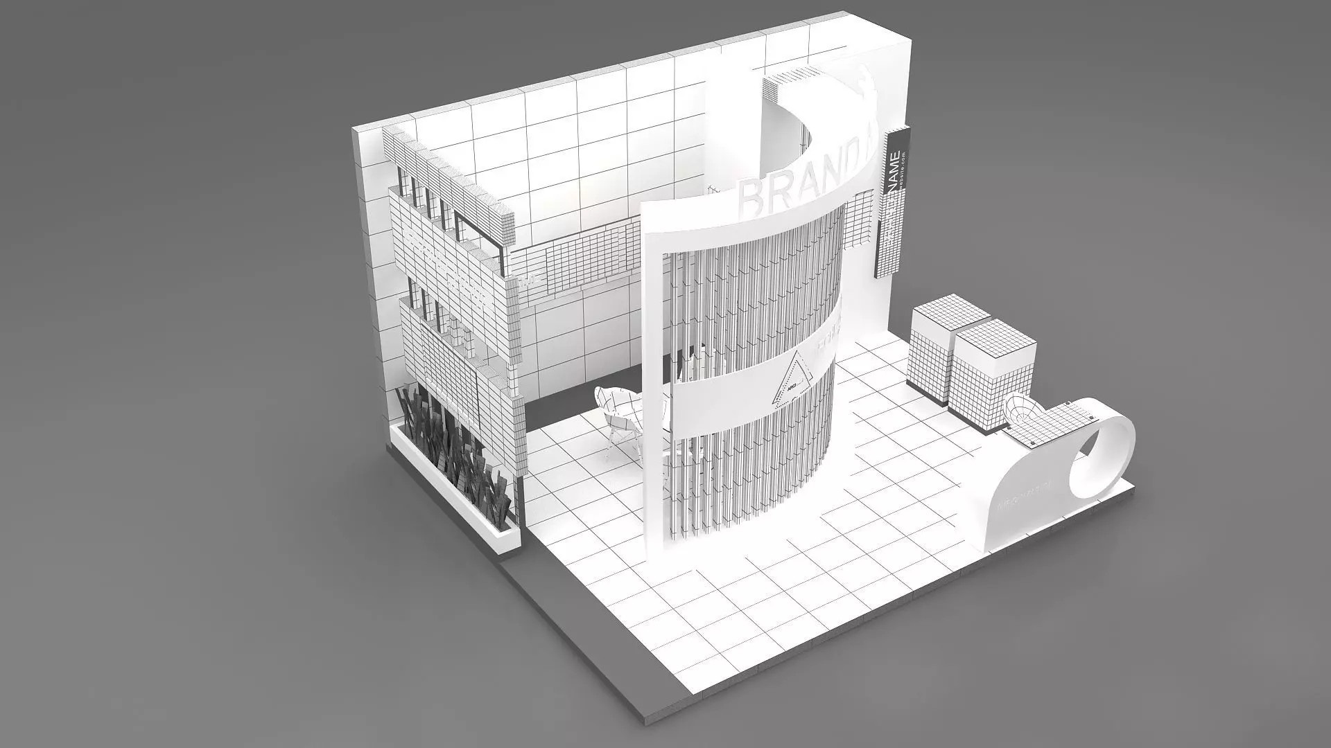 3D booth Low-poly 3D model_9