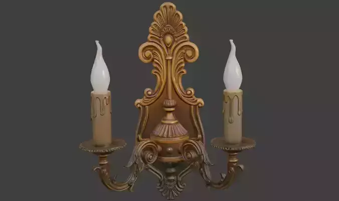 Ornate Antique Wall Sconce Lamp 3D Model