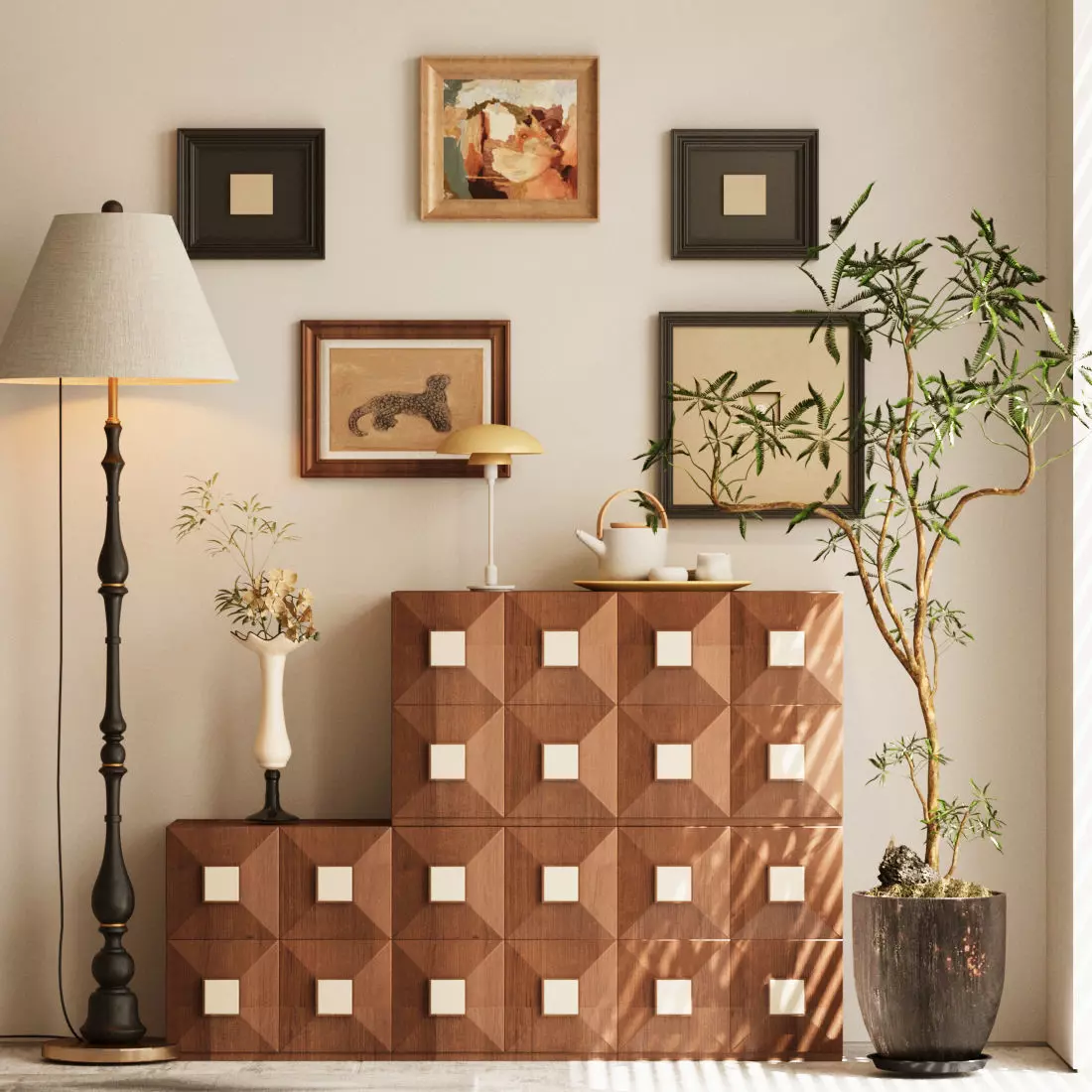 Decorative cabinet and leisure chair 3D model_1