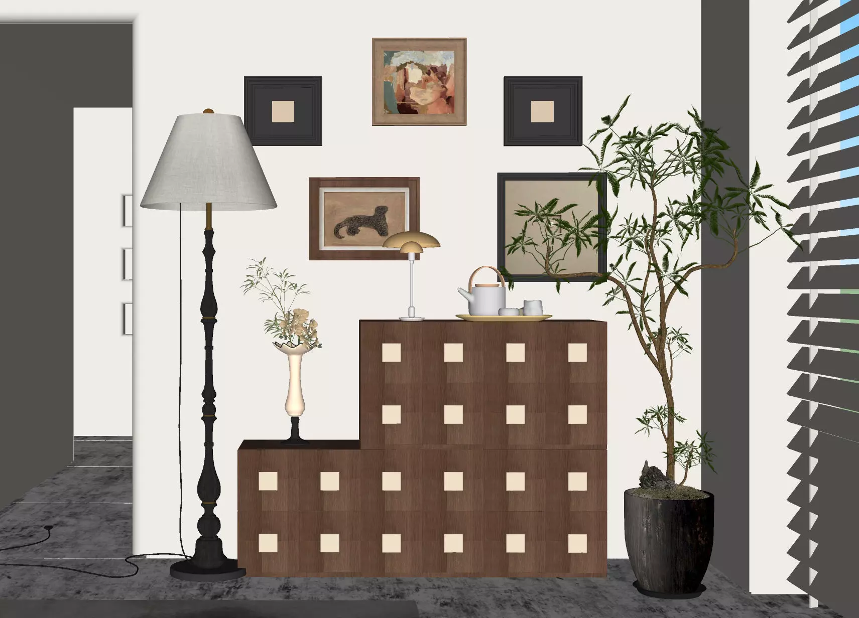 Decorative cabinet and leisure chair 3D model_5