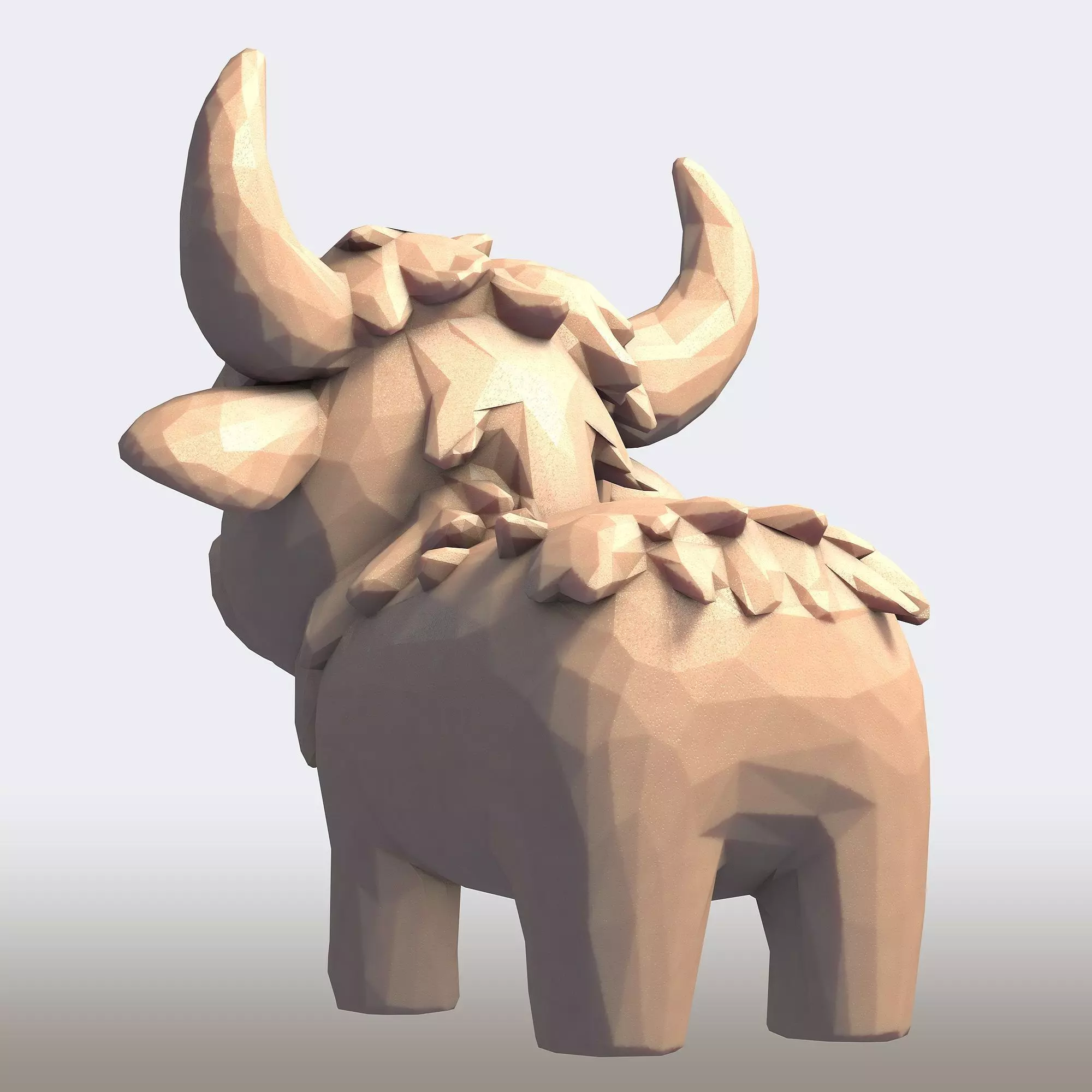 Cute Cartoon Bull Low Poly 3D print model_3