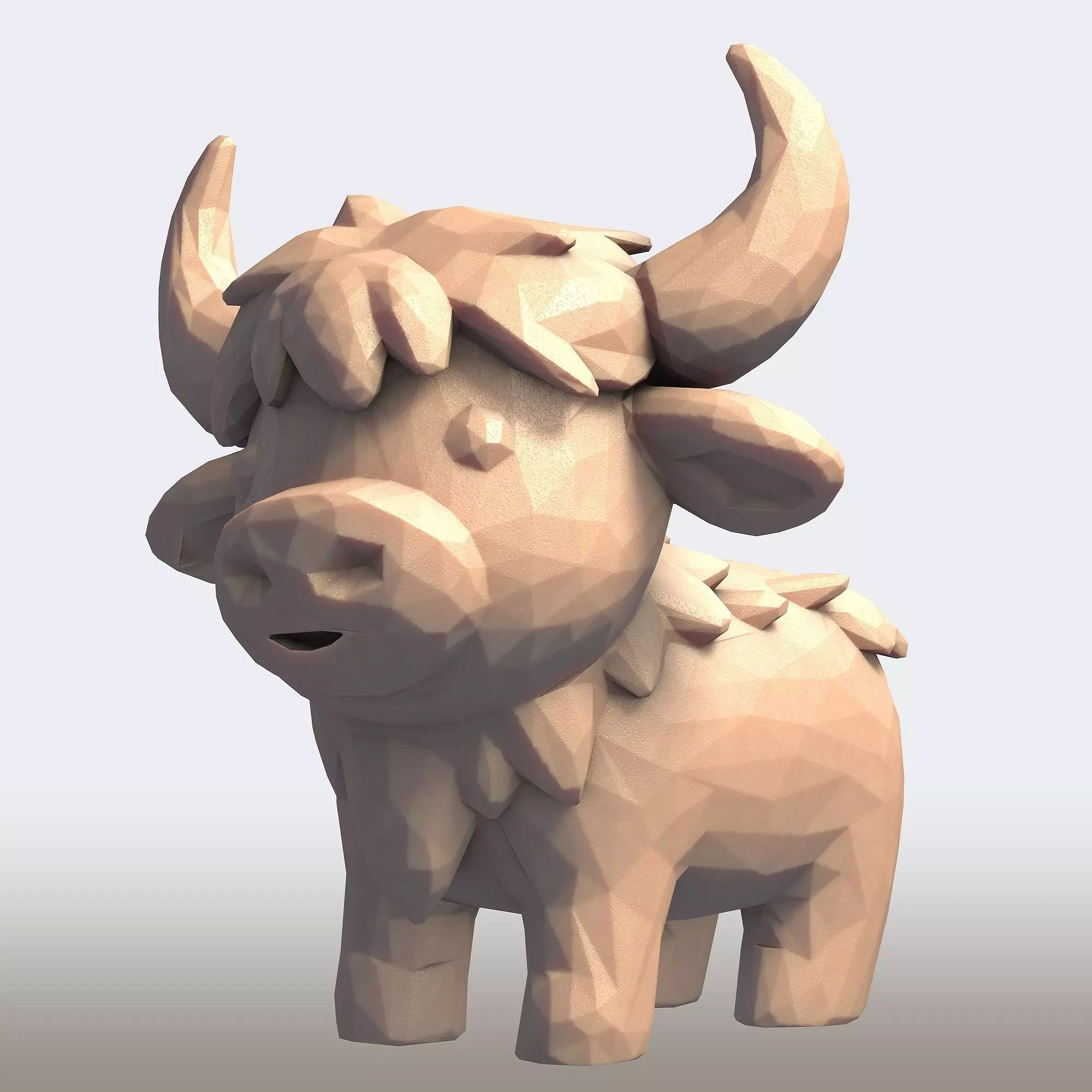 Cute Cartoon Bull Low Poly 3D print model_0