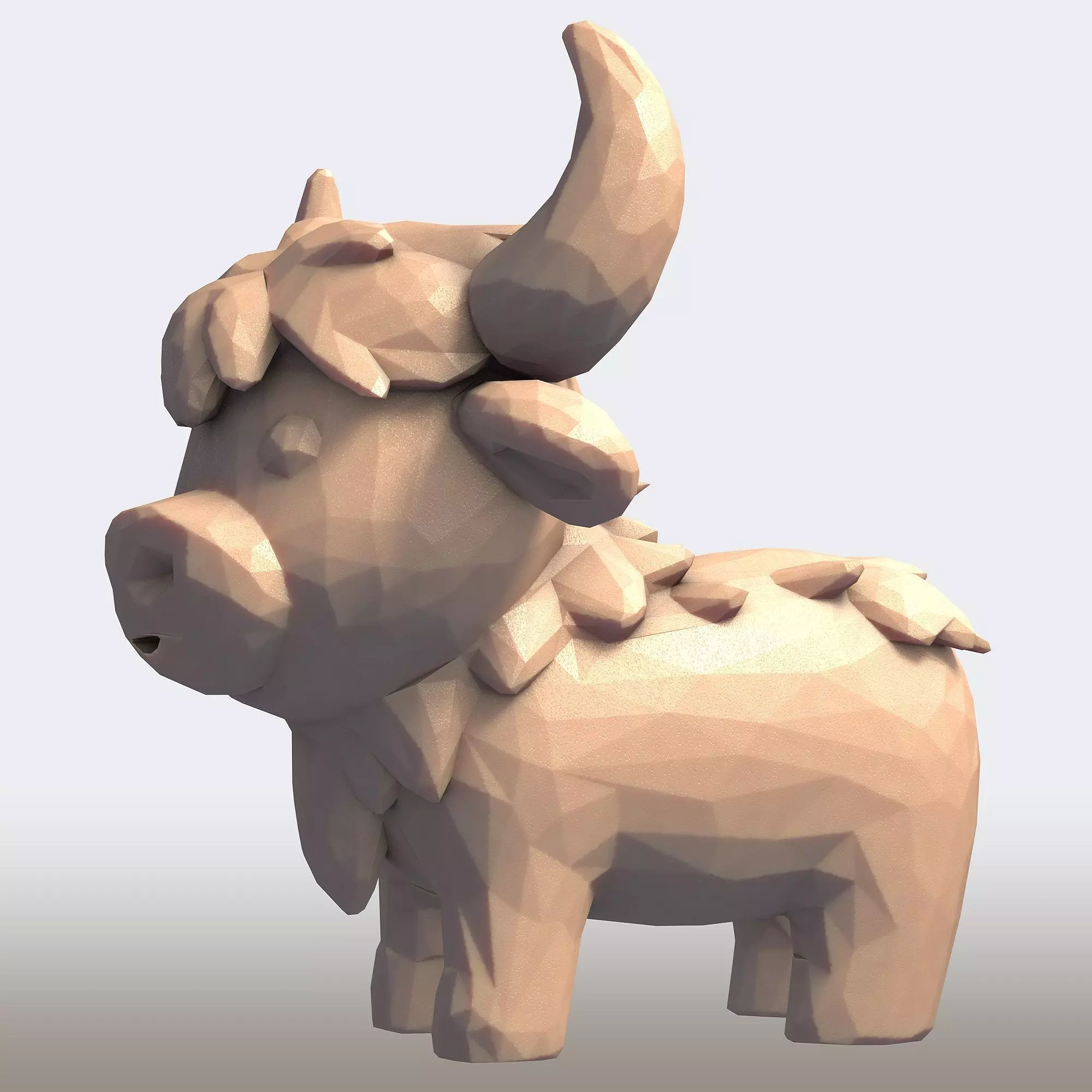 Cute Cartoon Bull Low Poly 3D print model_1
