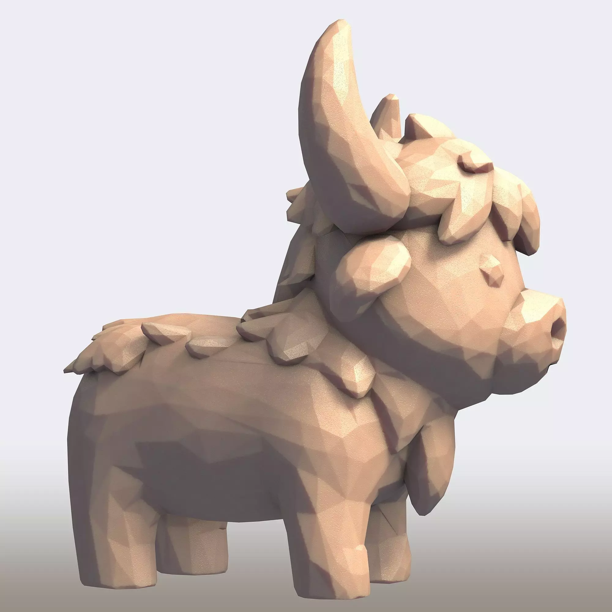 Cute Cartoon Bull Low Poly 3D print model_6
