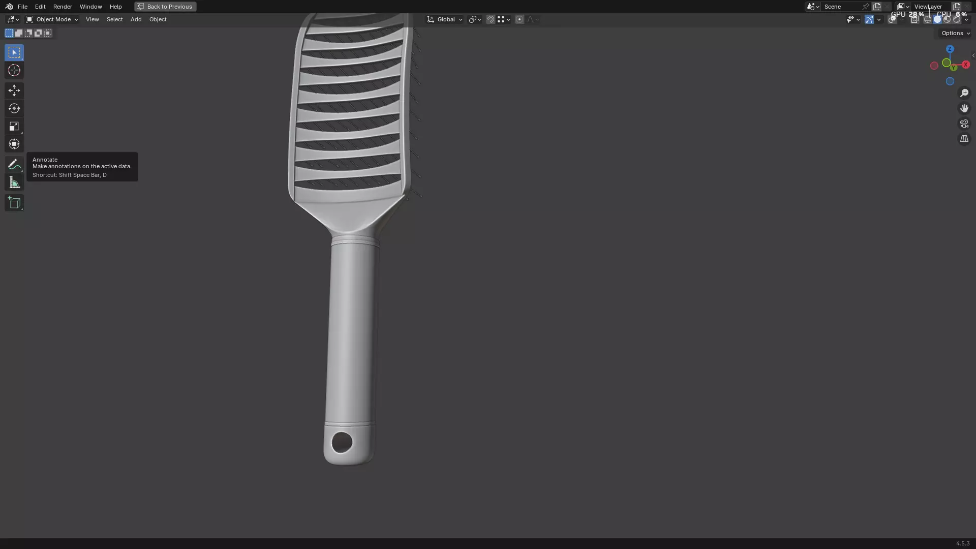 Hair Comb 05 3D model_15