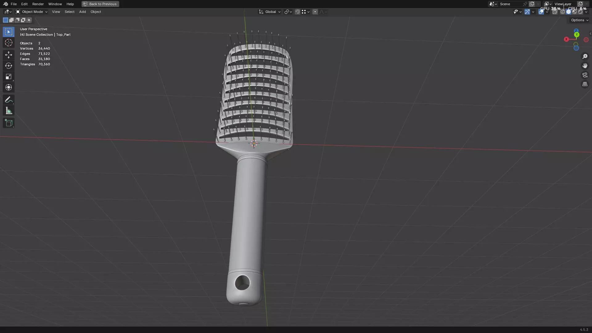 Hair Comb 05 3D model_7