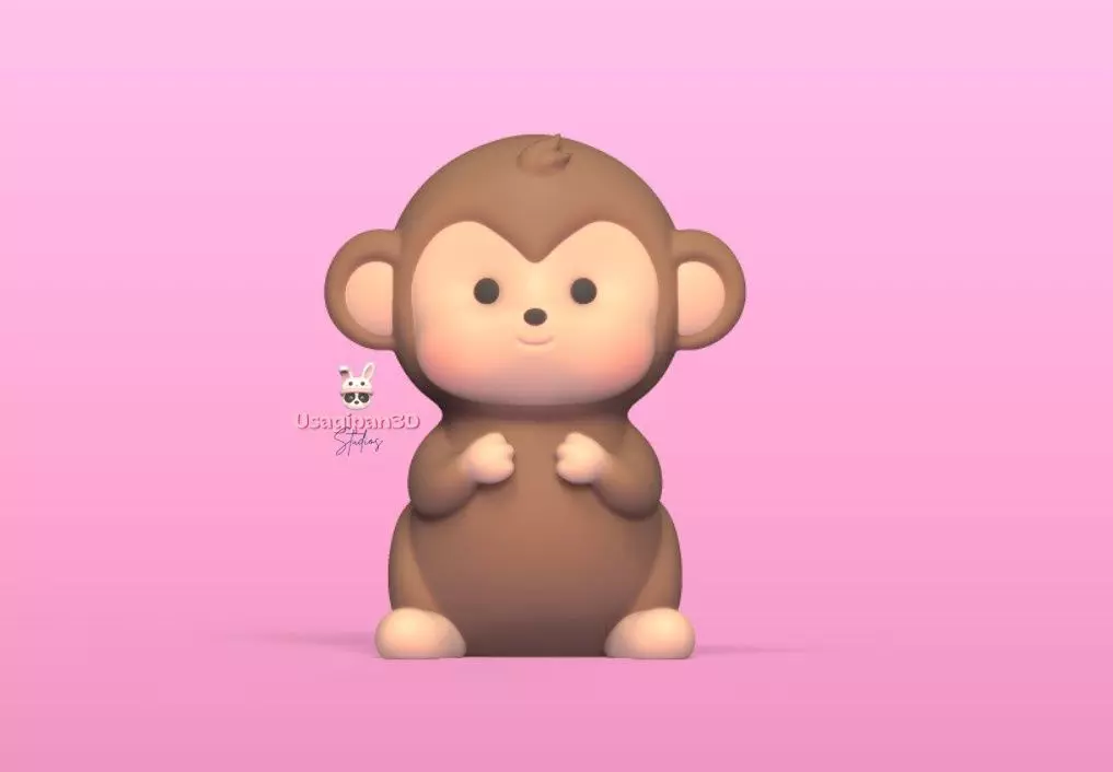 Cute Little Monkey 3D print model_1
