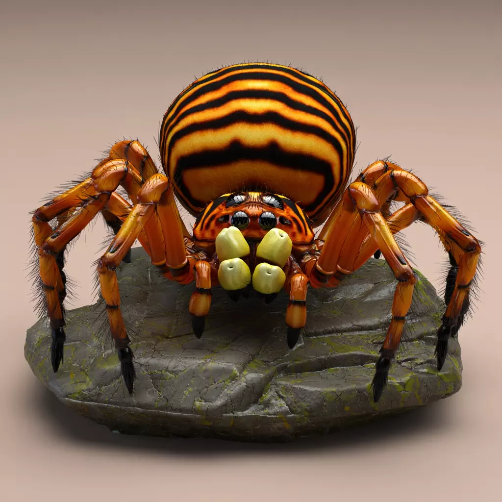 2387Mutant Spider on Stone Pedestal Color 3D Model 3D print model_0