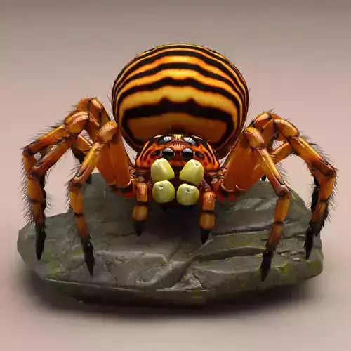 2387Mutant Spider on Stone Pedestal  Color 3D Model