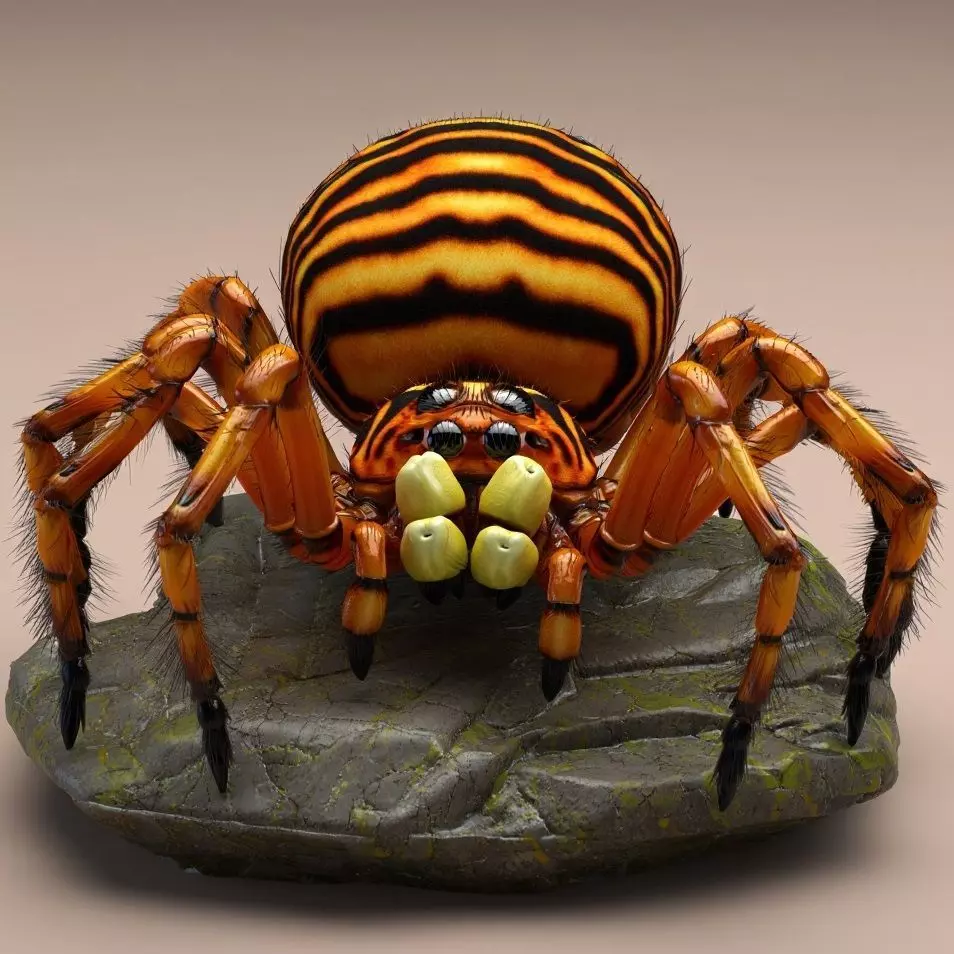 2387Mutant Spider on Stone Pedestal Color 3D Model 3D print model_4