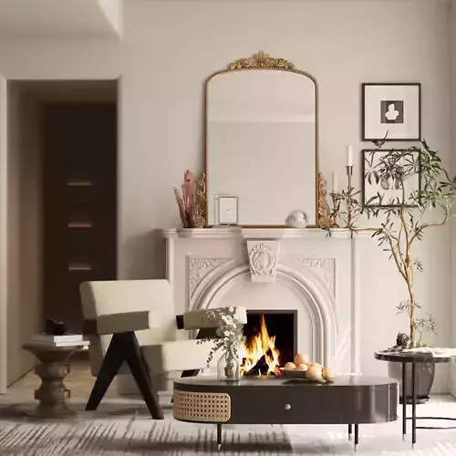 French fireplace and leisure chair