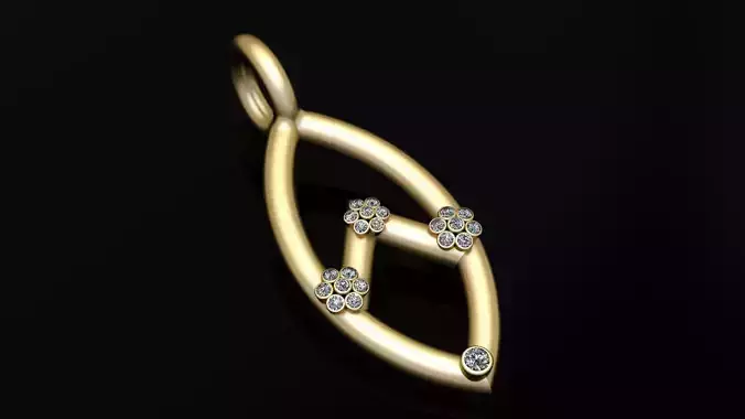 Minimalist Golden Floral Pendant 