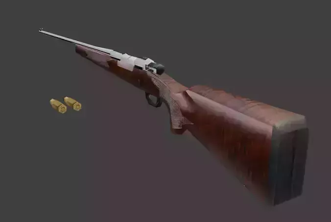 Low Poly Winchester Model 70 Non-Rigged Free low-poly 3D model