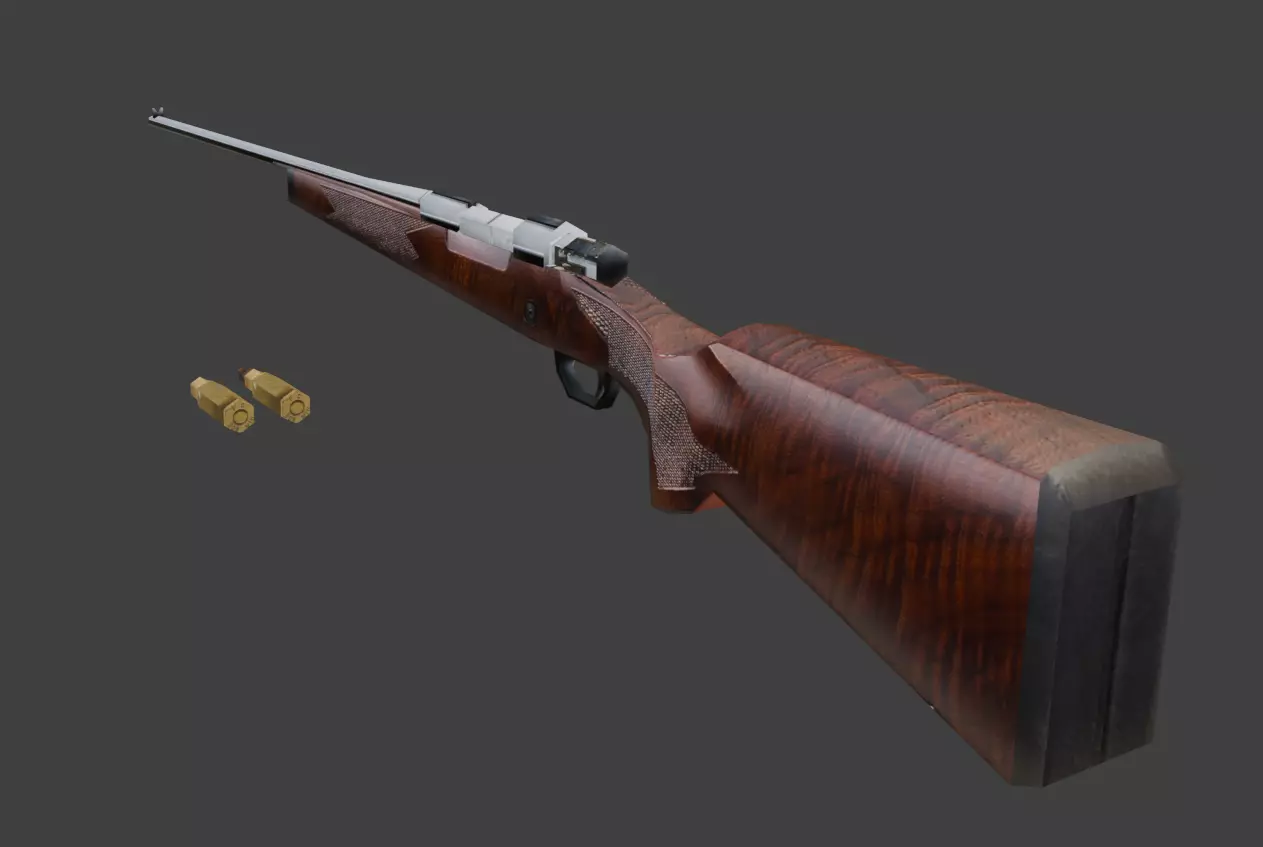 Low Poly Winchester Model 70 Non-Rigged Free low-poly 3D model Free low-poly 3D model_0