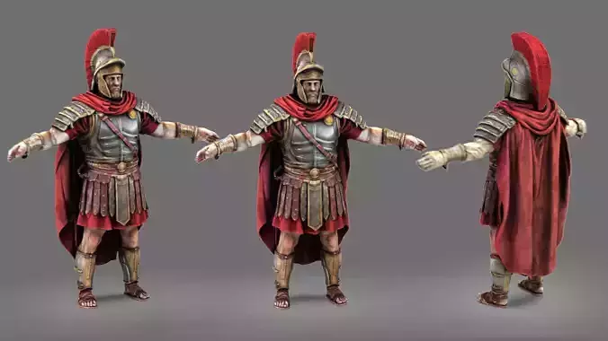 Roman Warrior -Low Poly Game Ready 3D Model  4K PBR Textures 
