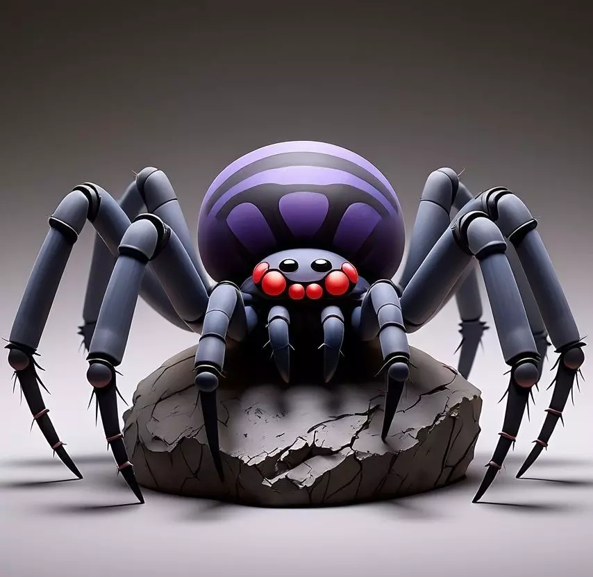 2388Mutant Spider on Stone Pedestal Color 3D Model 3D print model_4