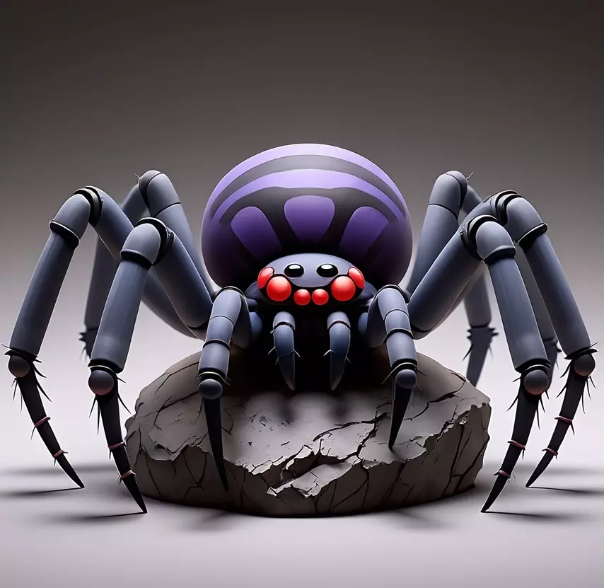 2388Mutant Spider on Stone Pedestal Color 3D Model 3D print model_5