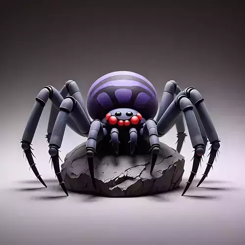 2388Mutant Spider on Stone Pedestal Color 3D Model 