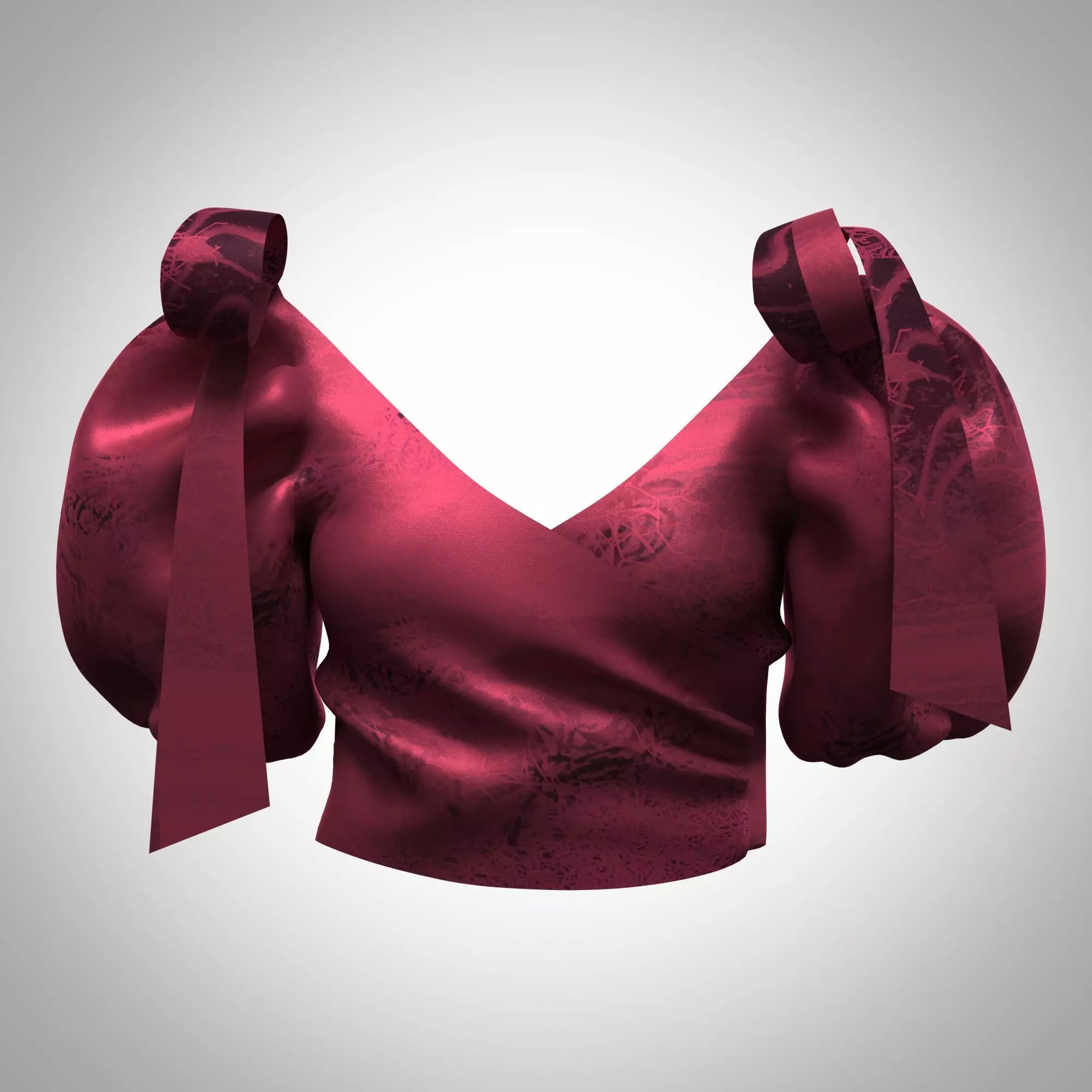 ladies ribbon tops 3d clothing rigged model Low-poly 3D model_5