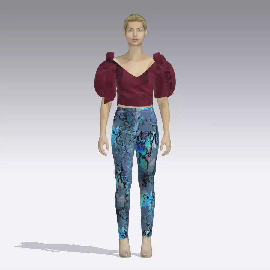 ladies ribbon tops 3d clothing rigged model Low-poly 3D model_23