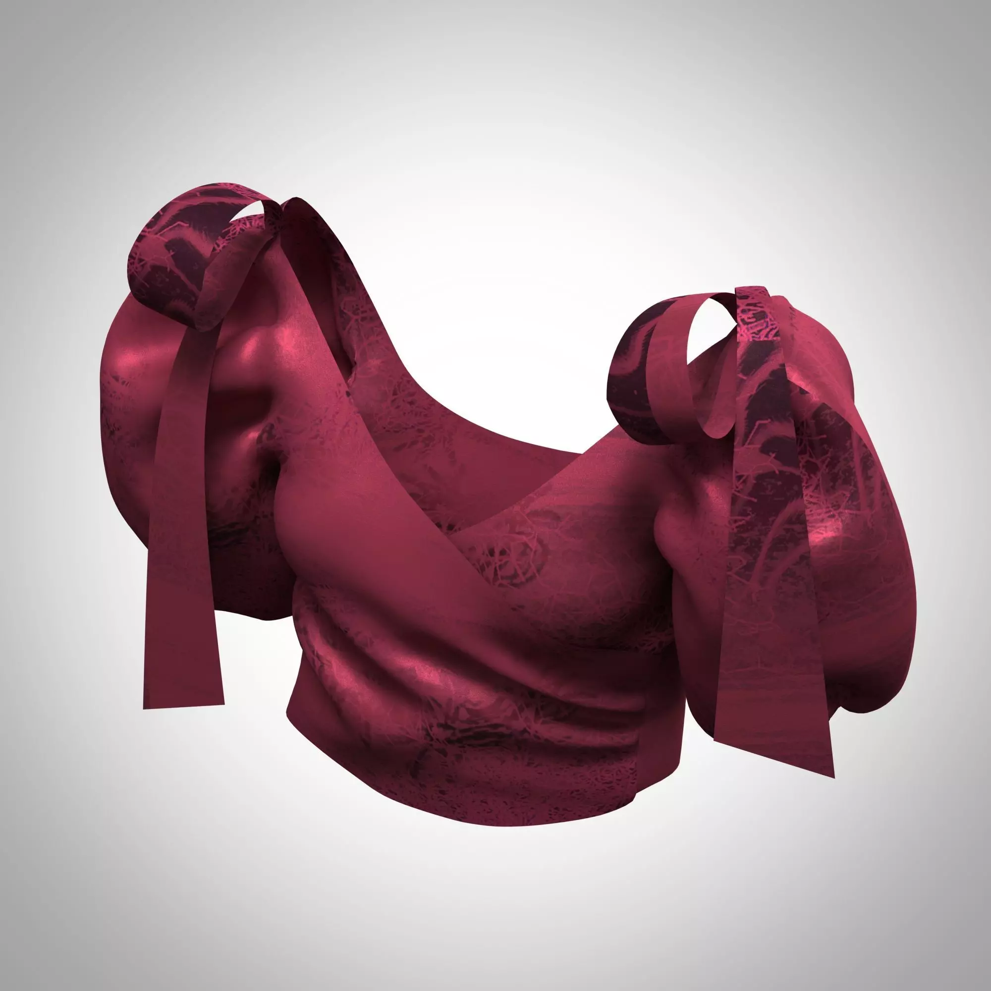 ladies ribbon tops 3d clothing rigged model Low-poly 3D model_3