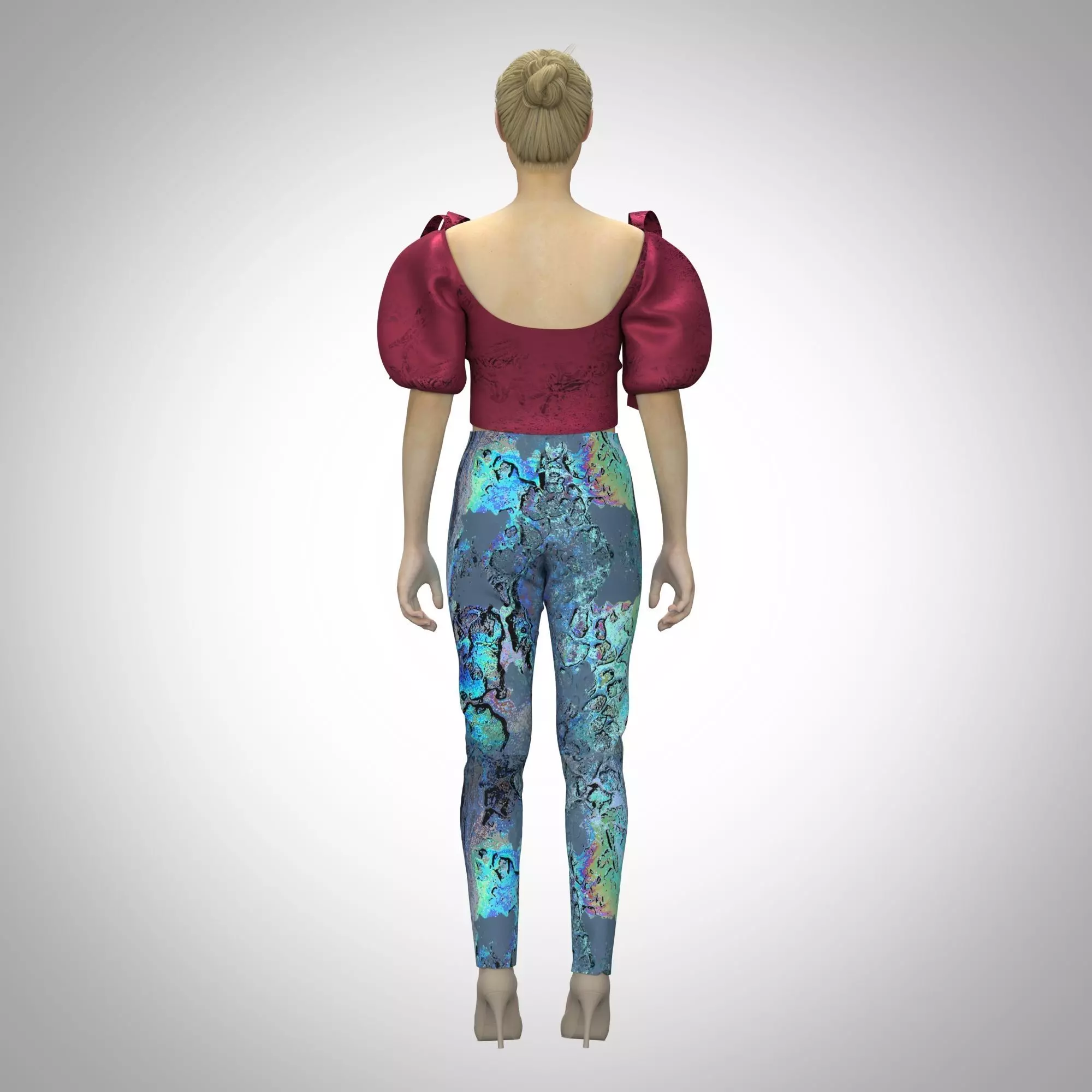 ladies ribbon tops 3d clothing rigged model Low-poly 3D model_1