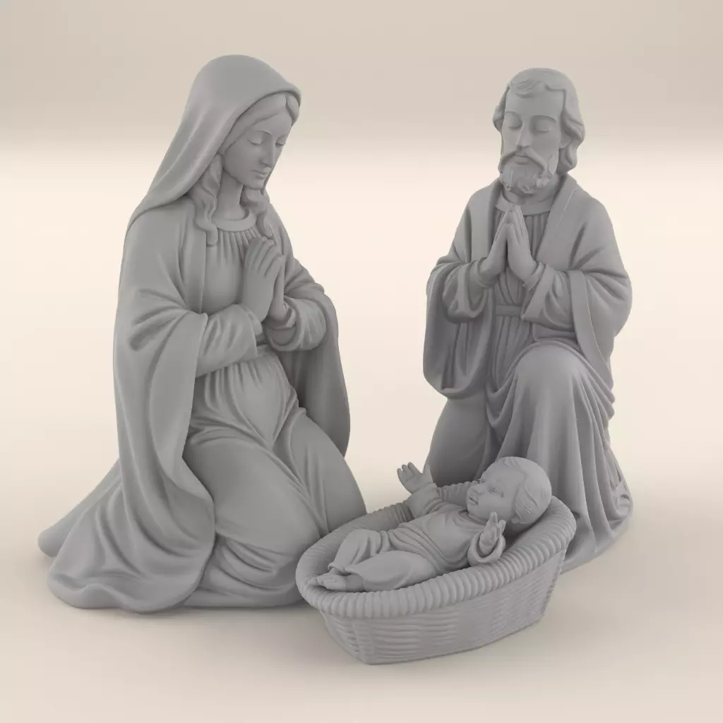 Holy Family Nativity STL 3D Model 3D print model_7