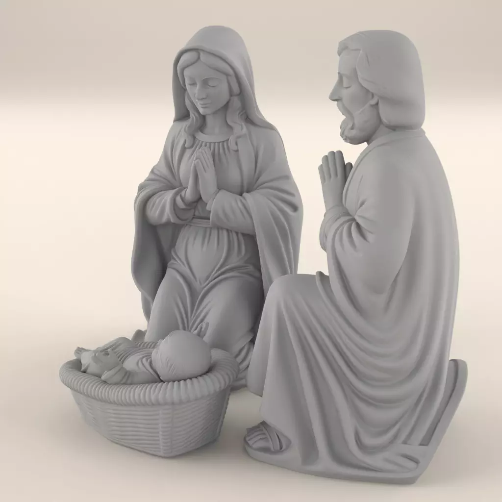 Holy Family Nativity STL 3D Model 3D print model_5