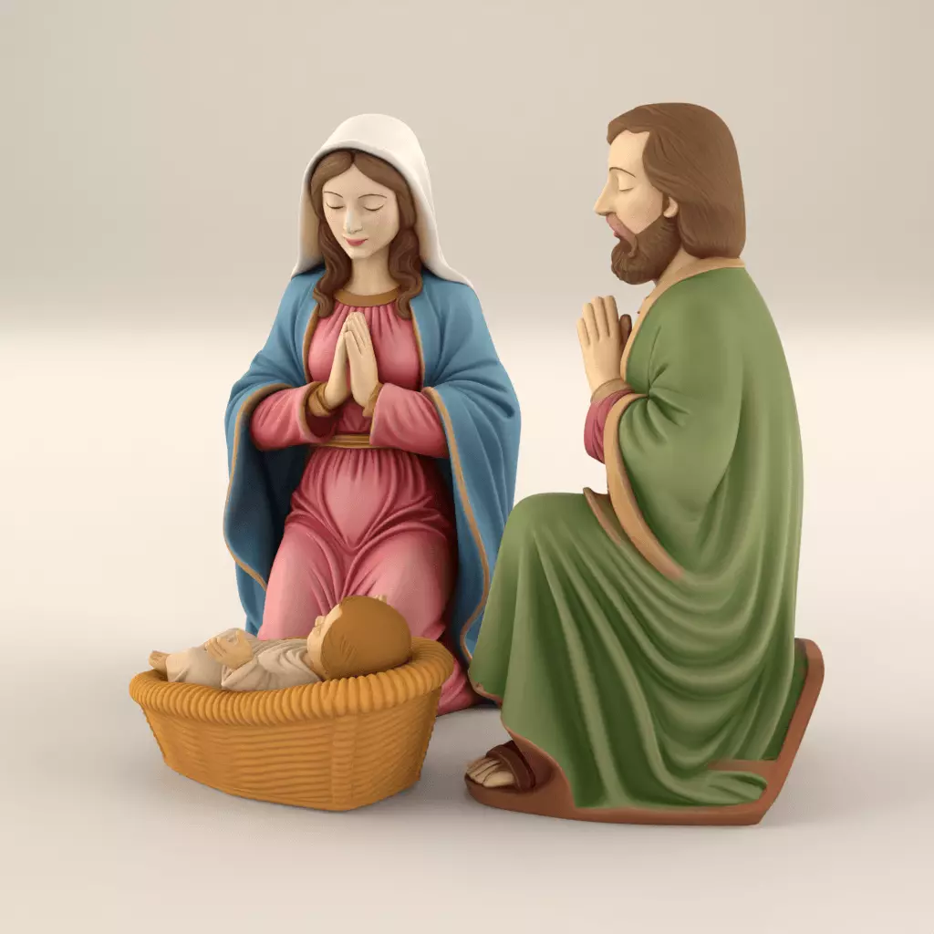 Holy Family Nativity STL 3D Model 3D print model_1
