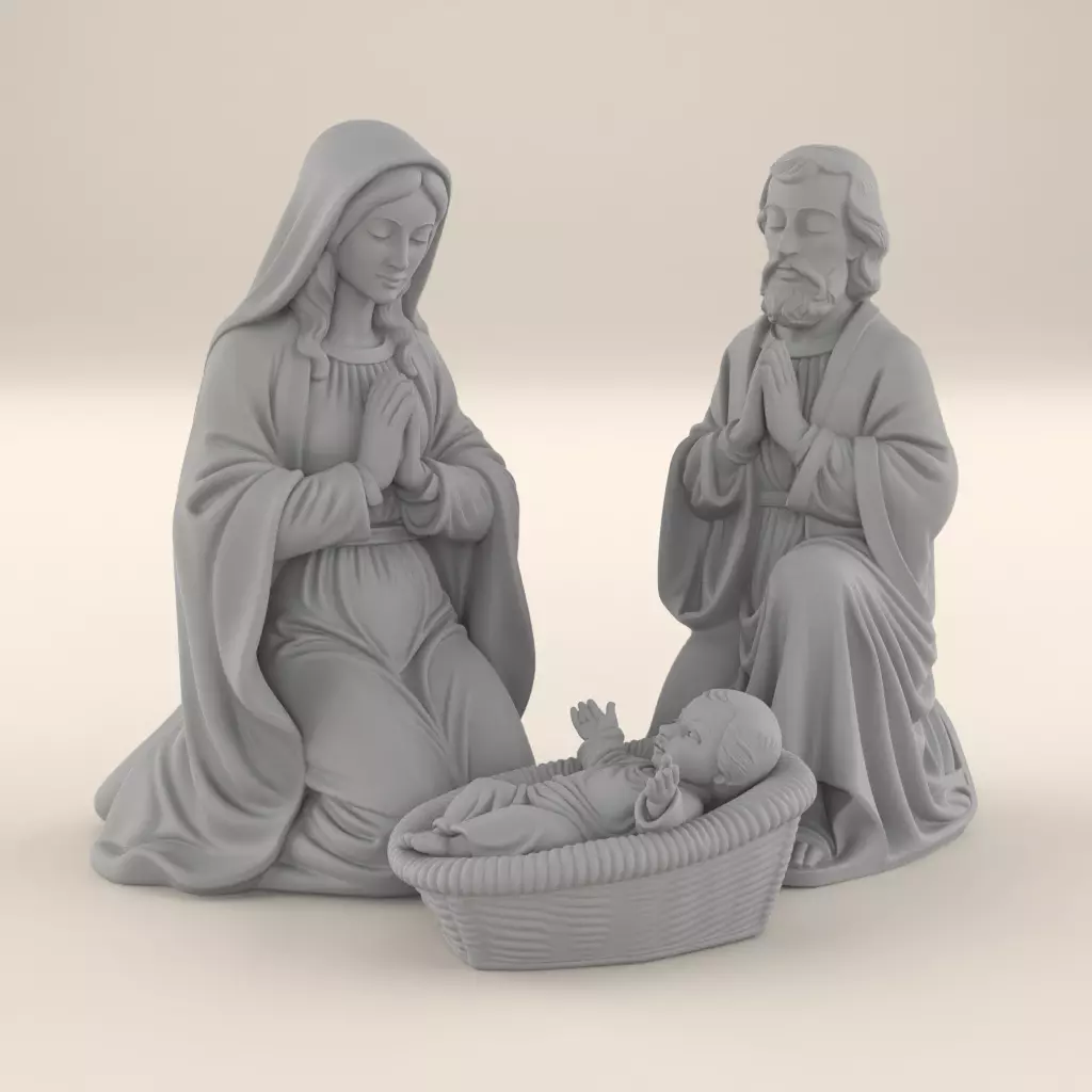Holy Family Nativity STL 3D Model 3D print model_4