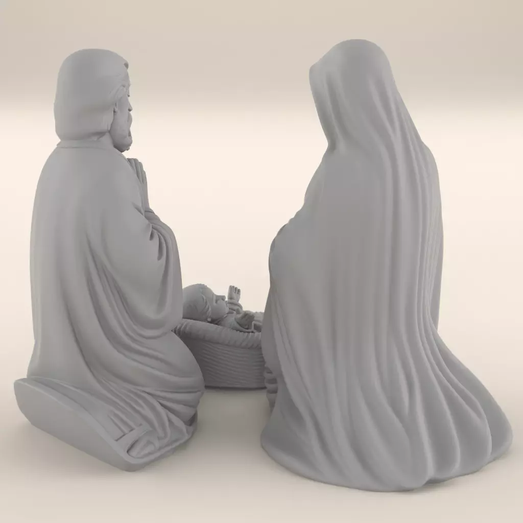 Holy Family Nativity STL 3D Model 3D print model_6