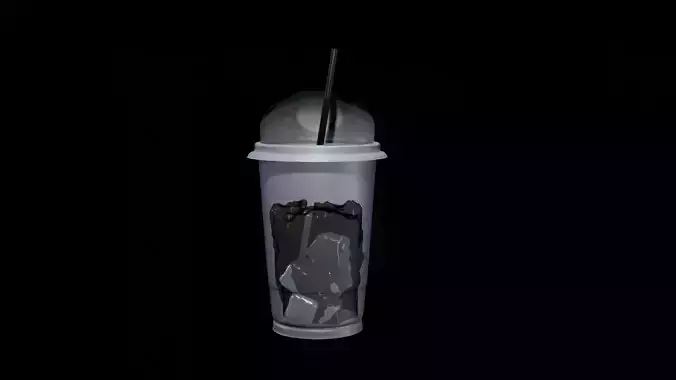 Iced Coffee Cup 3D Model Plastic Cup with Lid Straw Ice Cubes Low-poly 3D model Iced Coffee Cup 3D Model Plastic Cup with Lid Straw Ice Cubes Low-poly 3D model